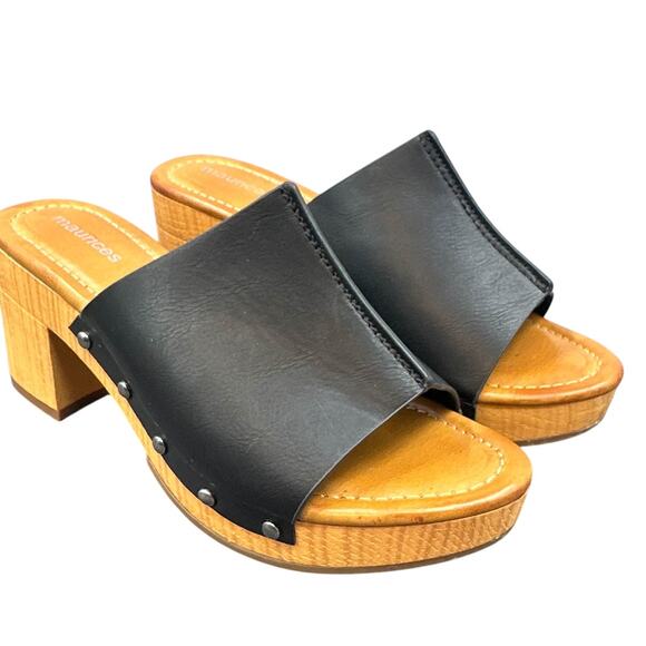 Maurices Sandals 7.5 Open Toe Slide Platform Chunky Heels Y2K Boho Hippie Retro - Picture 2 of 16